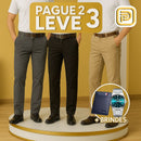 [PAGUE 2 LEVE 3] Calça Masculina em Malha de Algodão Egípcio e Elastano + BRINDES: Carteira e Relógio