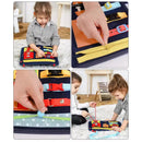 Busy Board Montessori Portátil – Placa Sensorial Dobrável para Aprendizado e Coordenação Motora