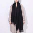 Cachecol Feminino com Franjas em Pashmina Liso