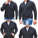 Cardigan Masculino em Tricot com Zíper Frontal e Bolsos