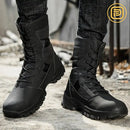 Kit Bota Tática Militar Ravtor Masculina em Couro Legítimo e Nylon + BRINDES: Cinto, Carteira e Relógio Tático