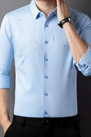 [PAGUE 3 LEVE 5] Camisa Manga Longa Casual Hector em Seda Gelo e Poliéster + BRINDE: Cinto de Couro