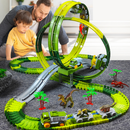 Pista Elétrica Infantil com Dinossauros – Brinquedo Educativo de Montar com Carros, Loopings e Acessórios Interativos