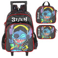 Kit Mochila Rodinhas Stitch Lancheira e Estojo