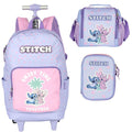 Kit Mochila Rodinhas Stitch Lancheira e Estojo